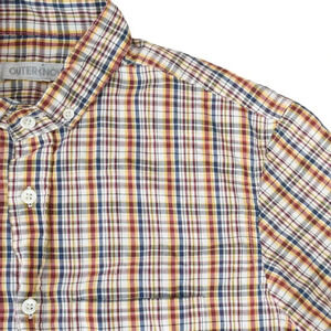 Outerknown Mens Plaid Shirt XS Ivory Short Sleeve Button Down Casual Outdoor